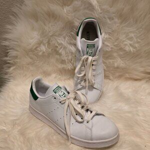 Adidas Stan Smith Shoes White Green Synthetic Leather Low Top Casual Sneakers Wo